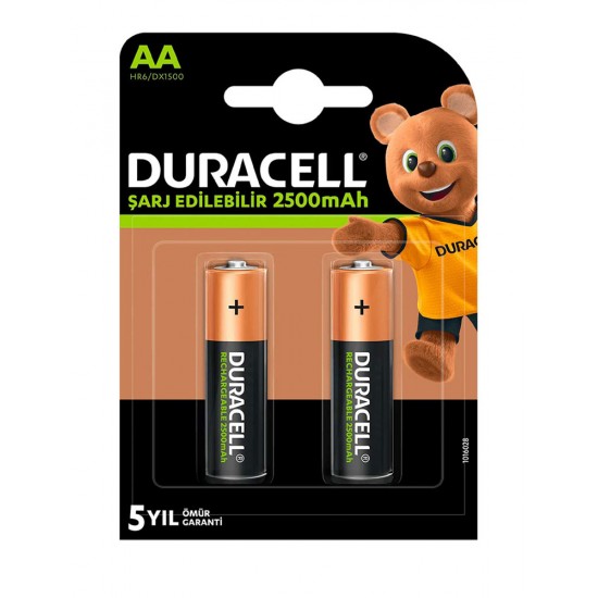 باتری قلمی قابل شارژ مدل Duracell - 2500mAh AA2