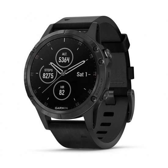 ساعت مچی ورزشی مدل Garmin - Fenix 5 Plus with Black Leather Band