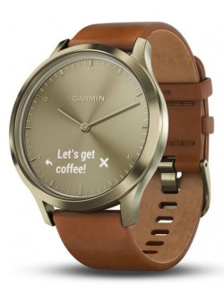 ساعت مچی ورزشی مدل Garmin - Vivomove HR Gold Tone with Light Brown Leather Band 