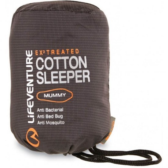 لاینر کیسه خواب مدل Lifeventure - EX3 Treated Cotton Sleeper Mummy