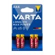 باتری نیم قلمی مدل Varta - Longlife Max Power AAA