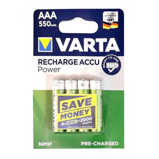 باتری نیم قلمی قابل شارژ مدل Varta - ACCU AAA4