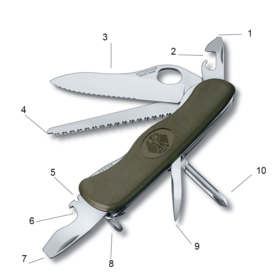 چاقو 10 کاره مدل Victorinox - De Soldier Greeen