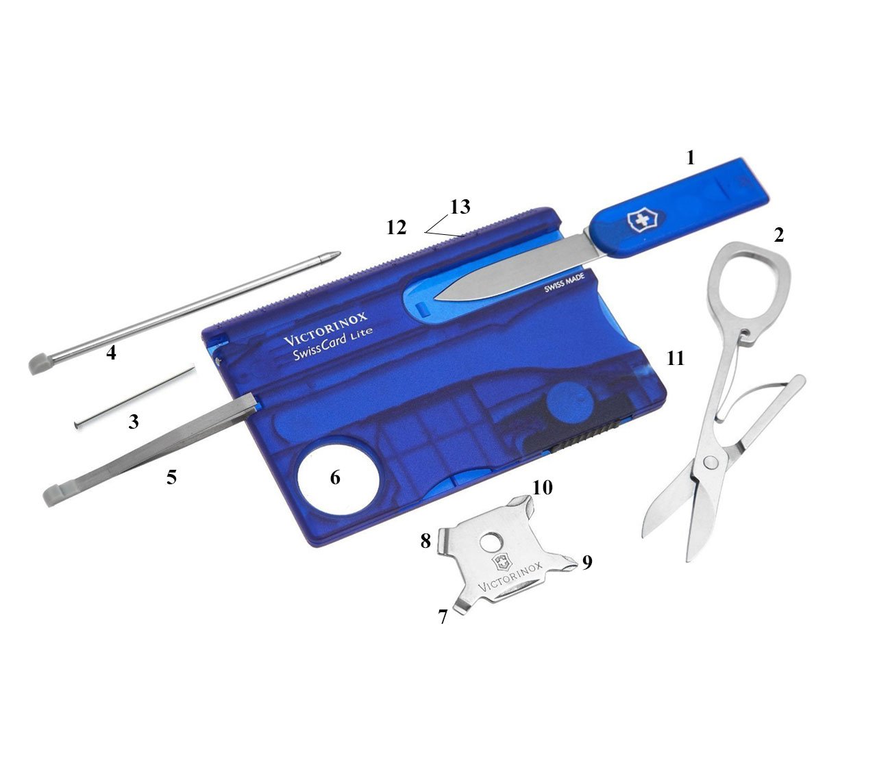 کیت ابزار 10 کاره مدل Victorinox -  Swiss Card/Blue